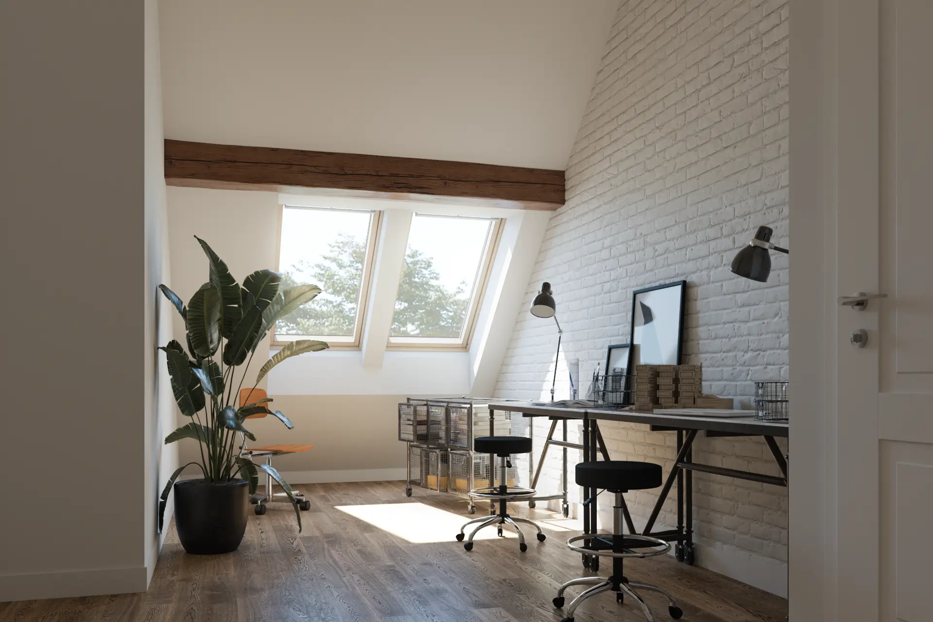 Homeoffice mit Dachfenster