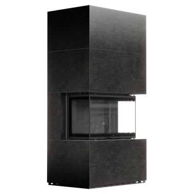 MILANO 800/400 Luftkamin, Schwarzer Thermotec, aus Fokos Grafite Sinterquarz